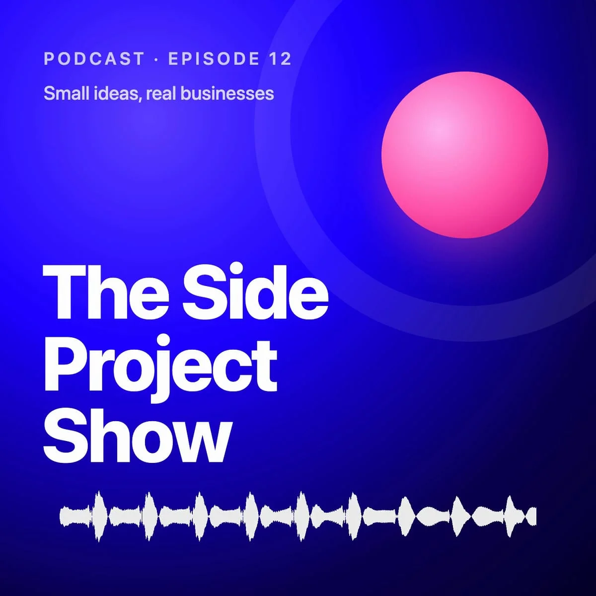 Podcast cover with a white audio waveform at the bottom