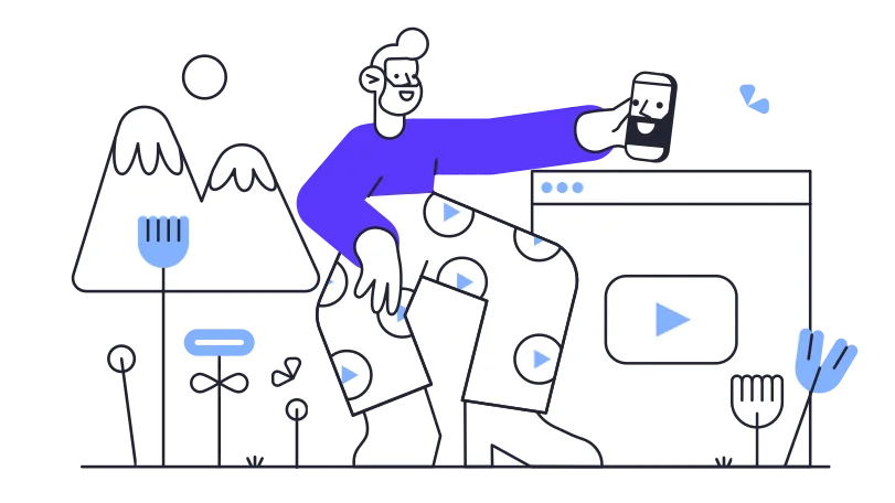 Illustration of a guy creating a video of himself