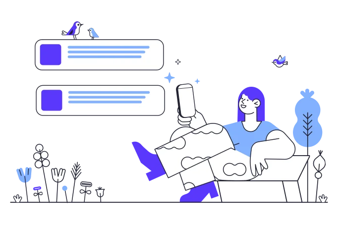 Illustration of girl managing her podcast blog