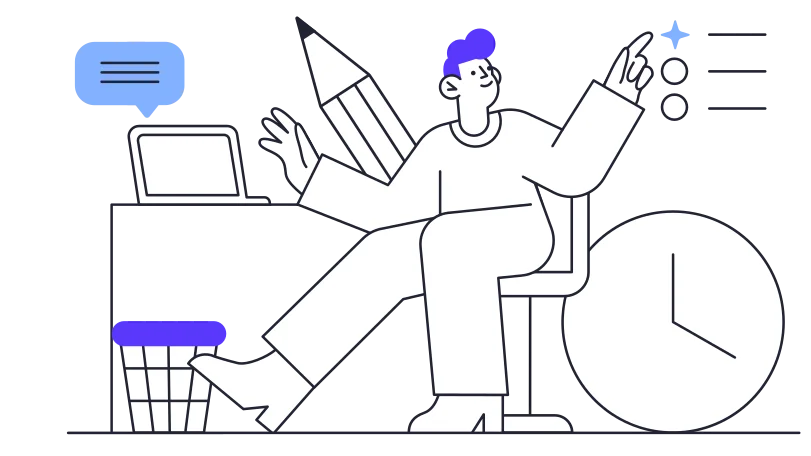 Illustration of a guy freelancing and creating software by himself