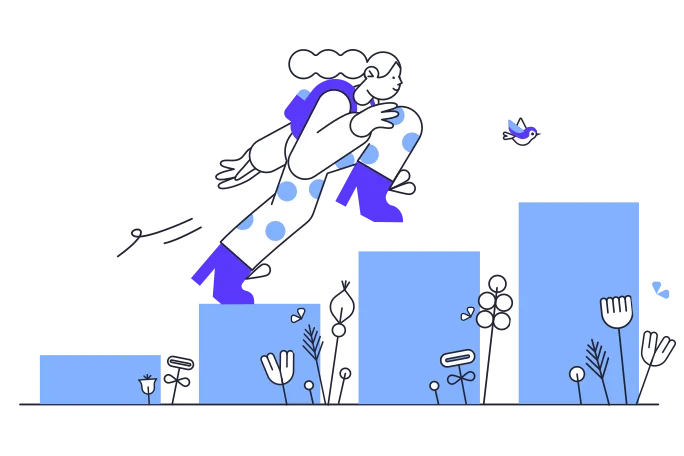 Illustration of a girl stepping up to improve her life