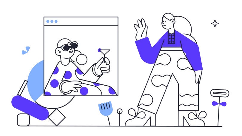 Illustration of a girl meeting an influencer online