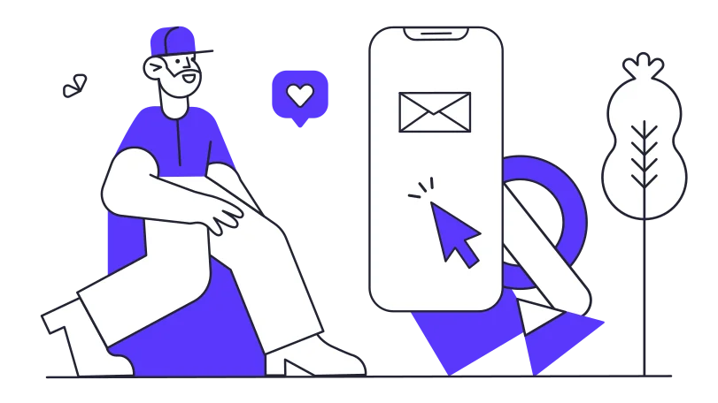 Illustration of a guy opening his news letter