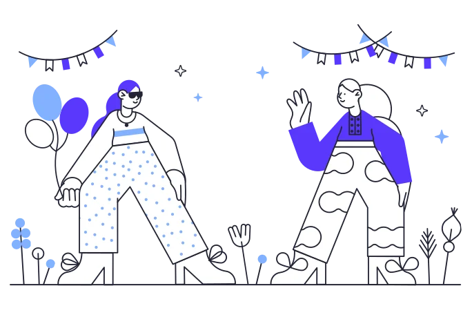 Illustration of people meeting up for an event