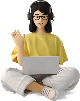 A girl behind her laptop, recording video