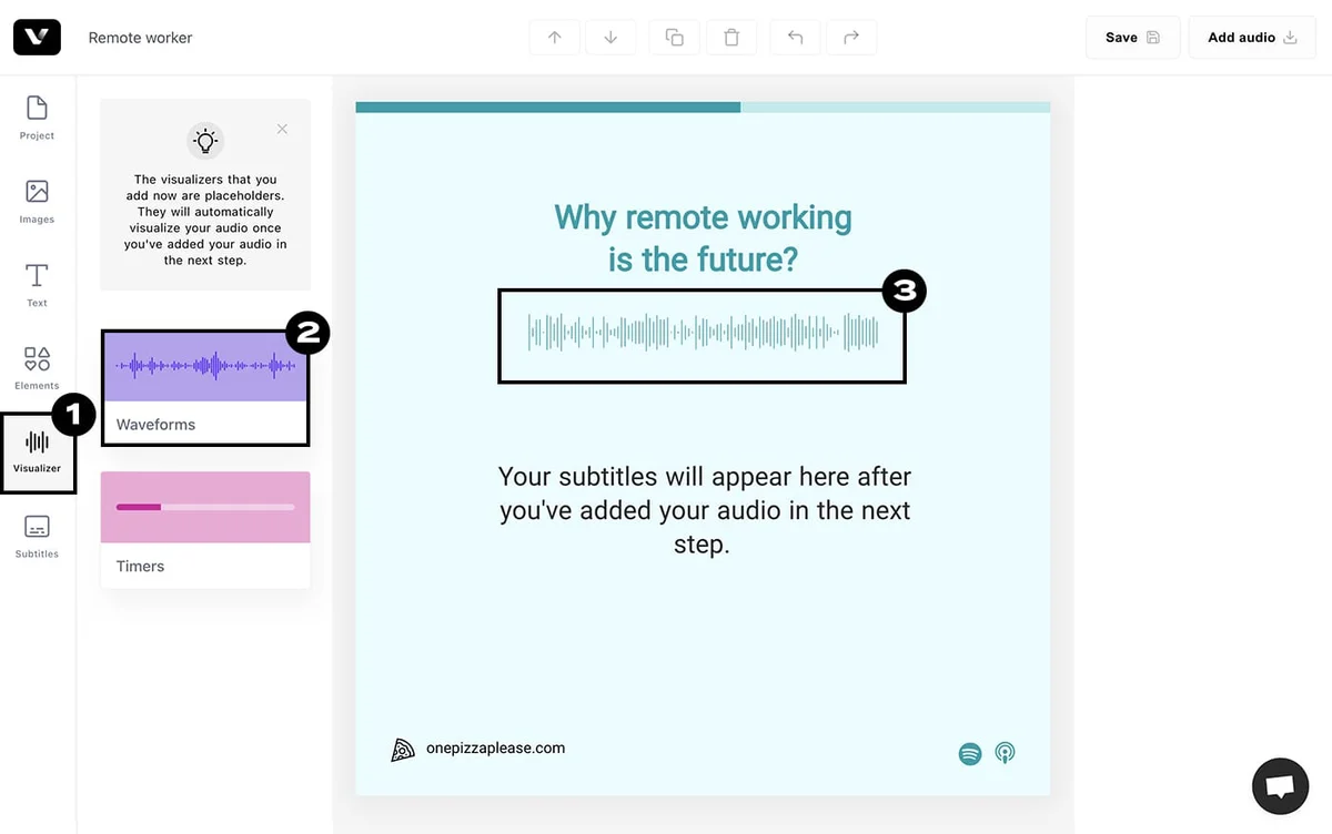 Select audio waveform